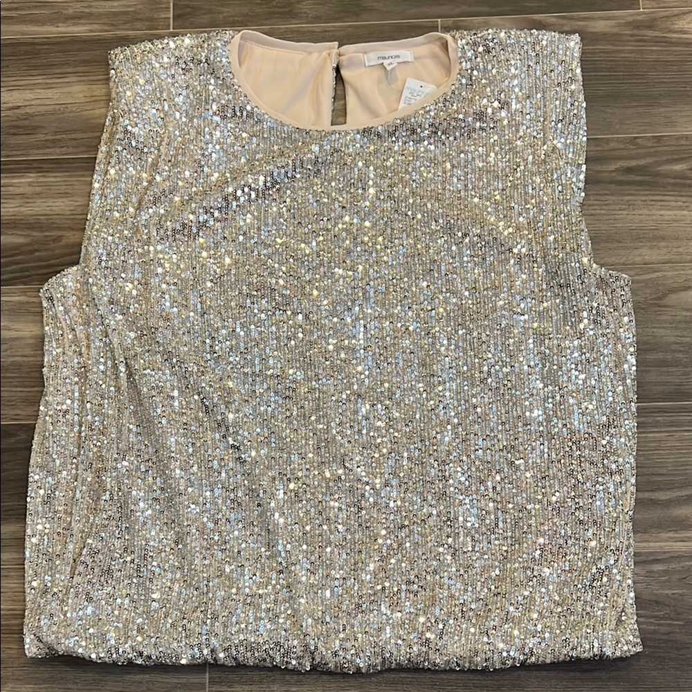 Maurices Sequin Silver Sleeveless Top size XL